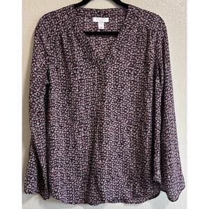 Motherhood Maternity Sz S Roll Tab Long Sleeve Geometric Blouse Cottage Prairie